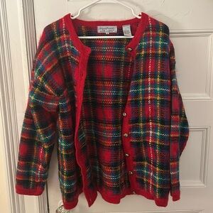 Vintage Mohair Blend Plaid Cardigan
